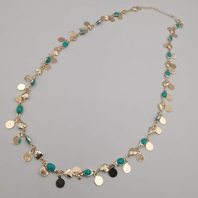 18K Gold Plated Turquoise Blue Dot Necklace