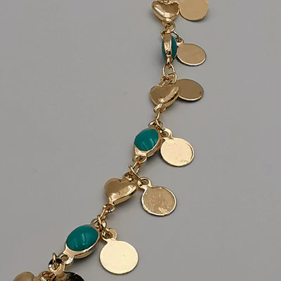 18K Gold Plated Turquoise Blue Dot Necklace