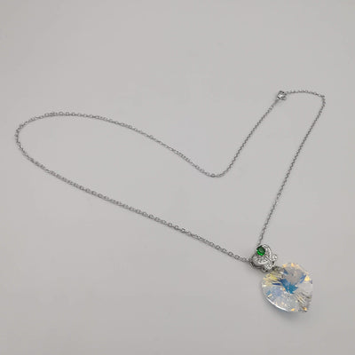 24K Gold Plated Swarovs.ki Heart Crystal Necklace - Clear/Silver/Butterfly