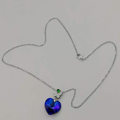 24K Gold Plated Swarovs.ki Crystal Necklace - Blue/Silver/Butterfly