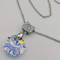 24K Gold Plated Swarovs.ki Shell Crystal Necklace - Clear/Silver/Kitty