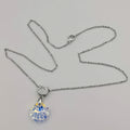 24K Gold Plated Swarovs.ki Shell Crystal Necklace - Clear/Silver/Kitty