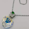 24K Gold Plated Swarovs.ki Heart Crystal Necklace - Clear/Silver/Butterfly