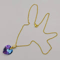 24K Gold Plated Swarovs.ki Heart Crystal Necklace - Purple/Golden/Star