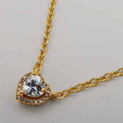 21K Gold Plated Heart Diamond Necklace