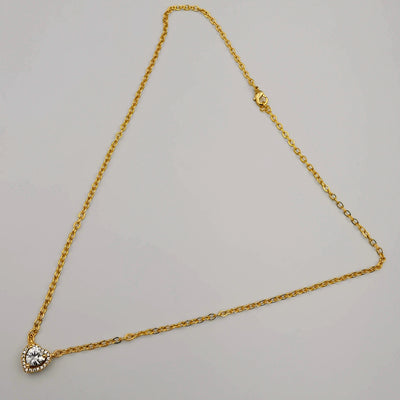 21K Gold Plated Heart Diamond Necklace