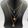 24K Gold Plated 3 Layer [Coin + Blue Hand + Vers.ace] Necklace