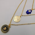 24K Gold Plated 3 Layer [Coin + Blue Hand + Vers.ace] Necklace