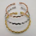 24K Gold Plated Stainless Steel Bracelet Set [3-Pieces] - Adjustable Size - Corded