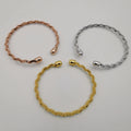 24K Gold Plated Stainless Steel Bracelet Set [3-Pieces] - Adjustable Size - Corded