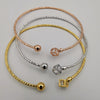 24K Gold Plated Stainless Steel Bracelet Set [3-Pieces] - Adjustable Size - Crystal Ball