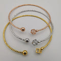 24K Gold Plated Stainless Steel Bracelet Set [3-Pieces] - Adjustable Size - Crystal Ball