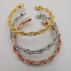 24K Gold Plated Stainless Steel Bracelet Set [3-Pieces] - Adjustable Size - Braided