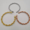 24K Gold Plated Stainless Steel Bracelet Set [3-Pieces] - Adjustable Size - Braided