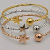 24K Gold Plated Stainless Steel Bracelet Set [3-Pieces] - Adjustable Size - Sphere Star