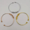 24K Gold Plated Stainless Steel Bracelet Set [3-Pieces] - Adjustable Size - Diamond Beads