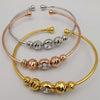 24K Gold Plated Stainless Steel Bracelet Set [3-Pieces] - Adjustable Size - Diamond Beads
