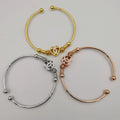 24K Gold Plated Stainless Steel Bracelet Set [3-Pieces] - Adjustable Size - C-Heart