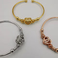 24K Gold Plated Stainless Steel Bracelet Set [3-Pieces] - Adjustable Size - C-Heart