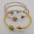 24K Gold Plated Stainless Steel Bracelet Set [3-Pieces] - Adjustable Size - Star