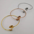 24K Gold Plated Stainless Steel Bracelet Set [3-Pieces] - Adjustable Size - Love Heart