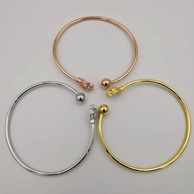 24K Gold Plated Stainless Steel Bracelet Set [3-Pieces] - Adjustable Size - Tiger