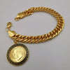 24K Gold Plated Solo Chained Coin Bracelet