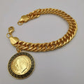 24K Gold Plated Solo Chained Coin Bracelet