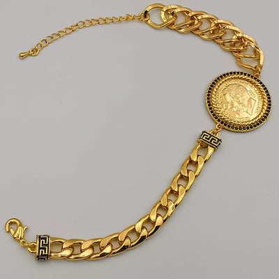 24K Gold Plated Magnificent Coin Bracelet