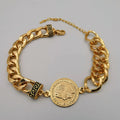 24K Gold Plated Coin Double Chain Bracelet