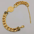 24K Gold Plated Coin Double Chain Bracelet