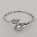 24K Gold Plated Pearl Leaf Bracelet (SILVER)