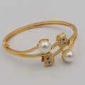 24K Gold Plated Kitty Pearl Bracelet