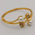 24K Gold Plated Kitty Pearl Bracelet