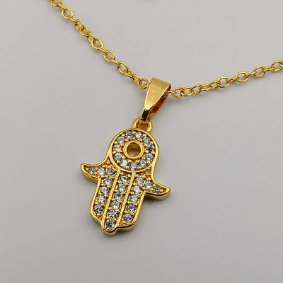 21K Gold Plated Hand of God Necklace (GOLDEN)