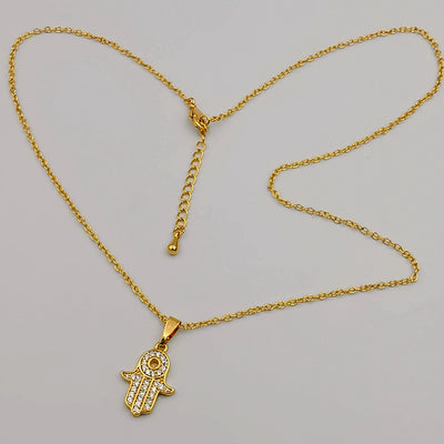 21K Gold Plated Hand of God Necklace (GOLDEN)