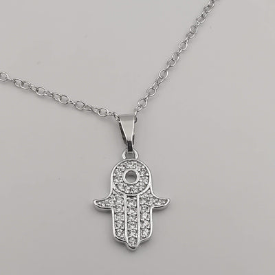 21K Gold Plated Hand of God Necklace (SILVER)