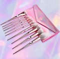 NAKED 10 pcs Professional Cosmetic Makeup Brush Set with PU Makeup Bag (Rose Gold Pink) - Offer Hunts