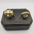 Tri Diamond Twins Ring - 24K Gold Plate - Offer Hunts