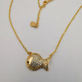 18K Yellow Gold Plated Lucky Fish Necklace - Offer Hunts