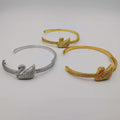 24K Gold Plated Stainless Steel Swan Bracelet Set [3 Pieces] - Adjustable Clasp Lock - Offer Hunts