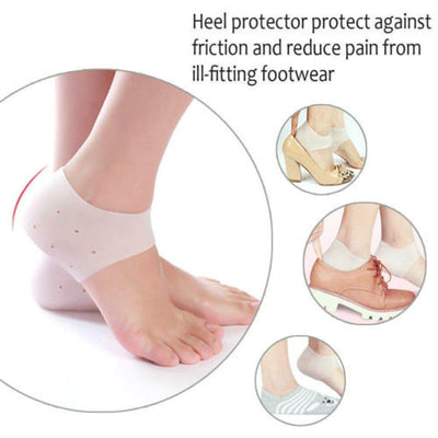 2PCS Silicone Heel Socks Cracked Foot Skin Protectors - Beige - Offer Hunts