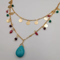 18K Gold Plated Turquoise Stone 2 Layer Colorful Necklace - Offer Hunts