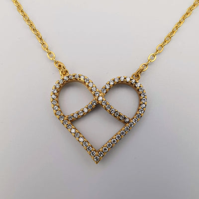 18K Yellow Gold Plated Infinity Heart Necklace - Offer Hunts