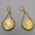 24K Gold Plated Elegant Crystal Coin Earrings