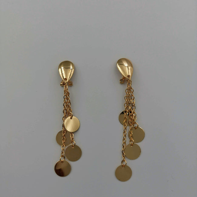 21K Gold Plated Simple Round Danglers Earrings