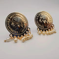 24K Gold Plated Coin Simple White Beads Earrings
