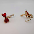 24K Gold Plated Ruby Hearts Earrings