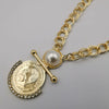 24K Gold Plated Pearl Coin Necklace