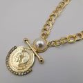 24K Gold Plated Pearl Coin Necklace